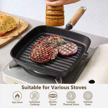Grill Pan Non Stick Griddle Frying Poring Lips Induction Skillet Cooking Steak