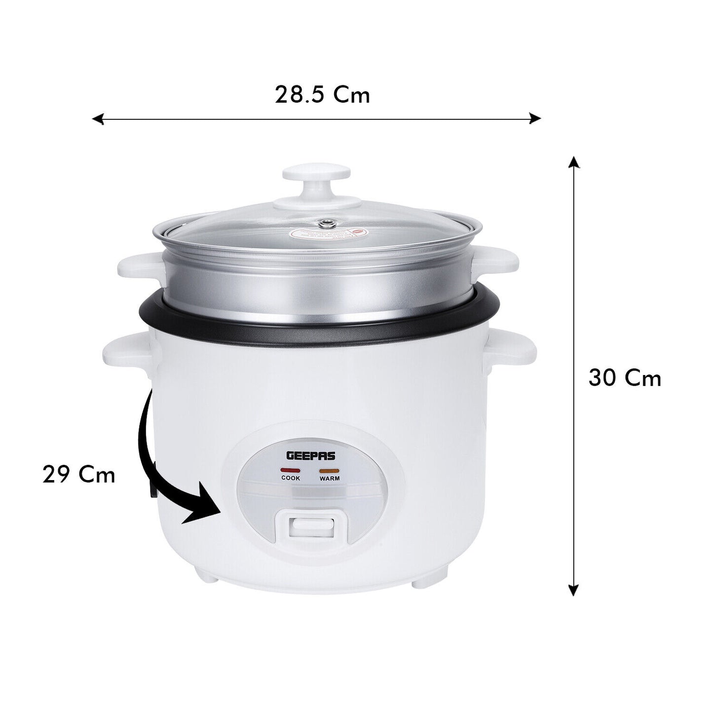 GEEPAS Electric Rice Cooker Steamer Pot 3 in 1 Cooking Non Stick Keep Warm