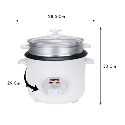 GEEPAS Electric Rice Cooker Steamer Pot 3 in 1 Cooking Non Stick Keep Warm