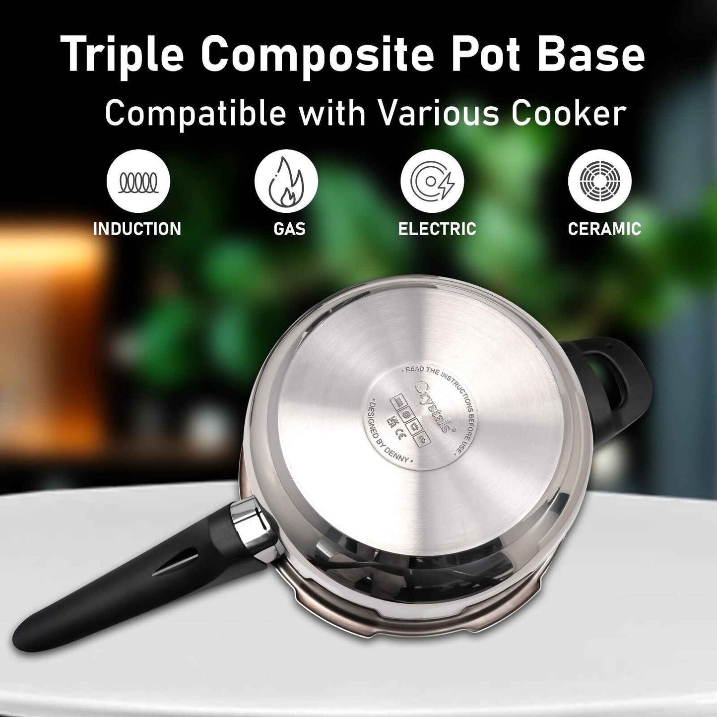 4/6 Litre Dual Handle Stainless Steel Pressure Cooker Kitchen Catering Cookware