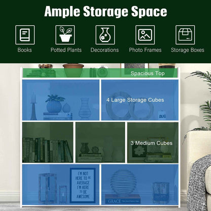 7 Cube Wooden Bookcase Shelving Display Shelves Storage Unit Wood Shelf Bekmgxyr