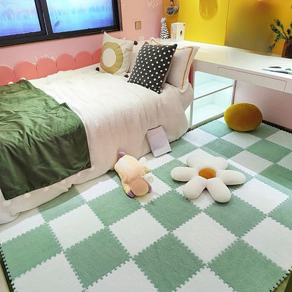 Plush EVA Foam Carpet Tiles 12/24pcs Interlocking Floor Mat Soft Cozy Anti-slip