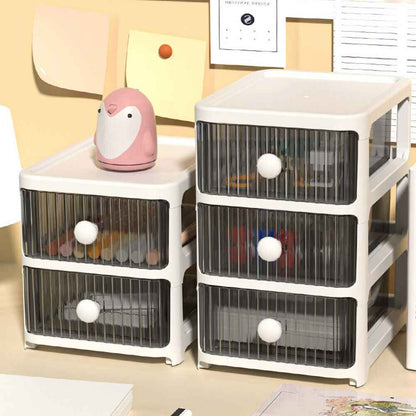 2/3/4Tier Mini Plastic Chest of Drawers Desktop Cabinet Storage Unit Home Office