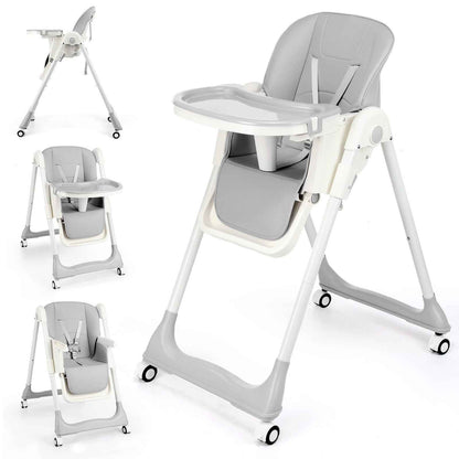 4 in1 Folding Baby High Chair, Adjustable Toddlers Highchair with 4 Uxedmruehjos