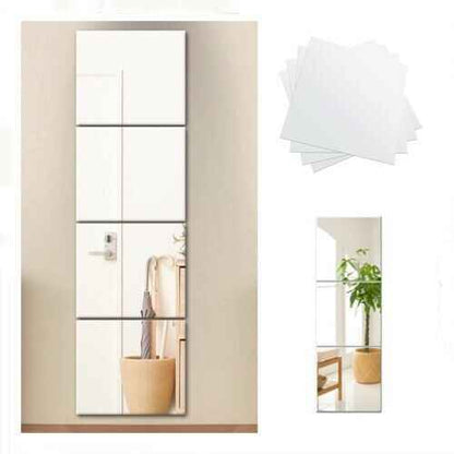 Large Mirror Tiles Wall Sticker Acrylic Self Adhesive Stick On AntiShatter Decor