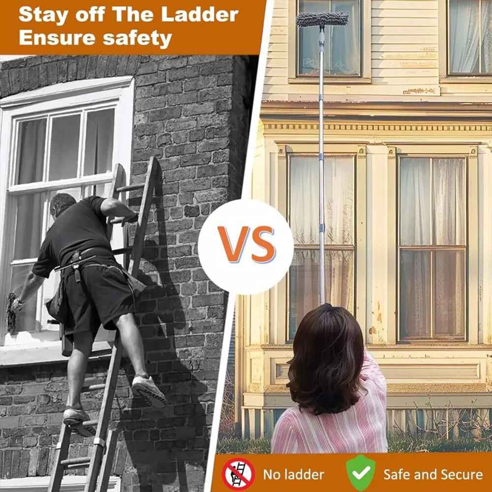 Telescopic Extendable Window Cleaner Equipment Glass Cleaning 4.5m Squeegee UK