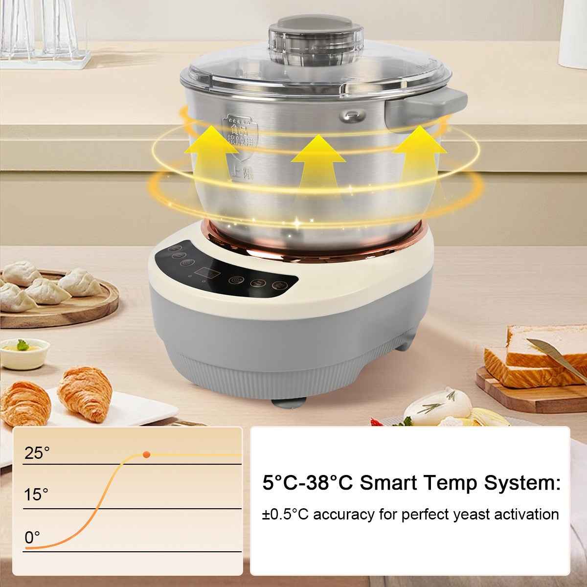 220V 7L Electric Dough Mixer Home Auto Kneading Proofing Dough Maker Machine UK