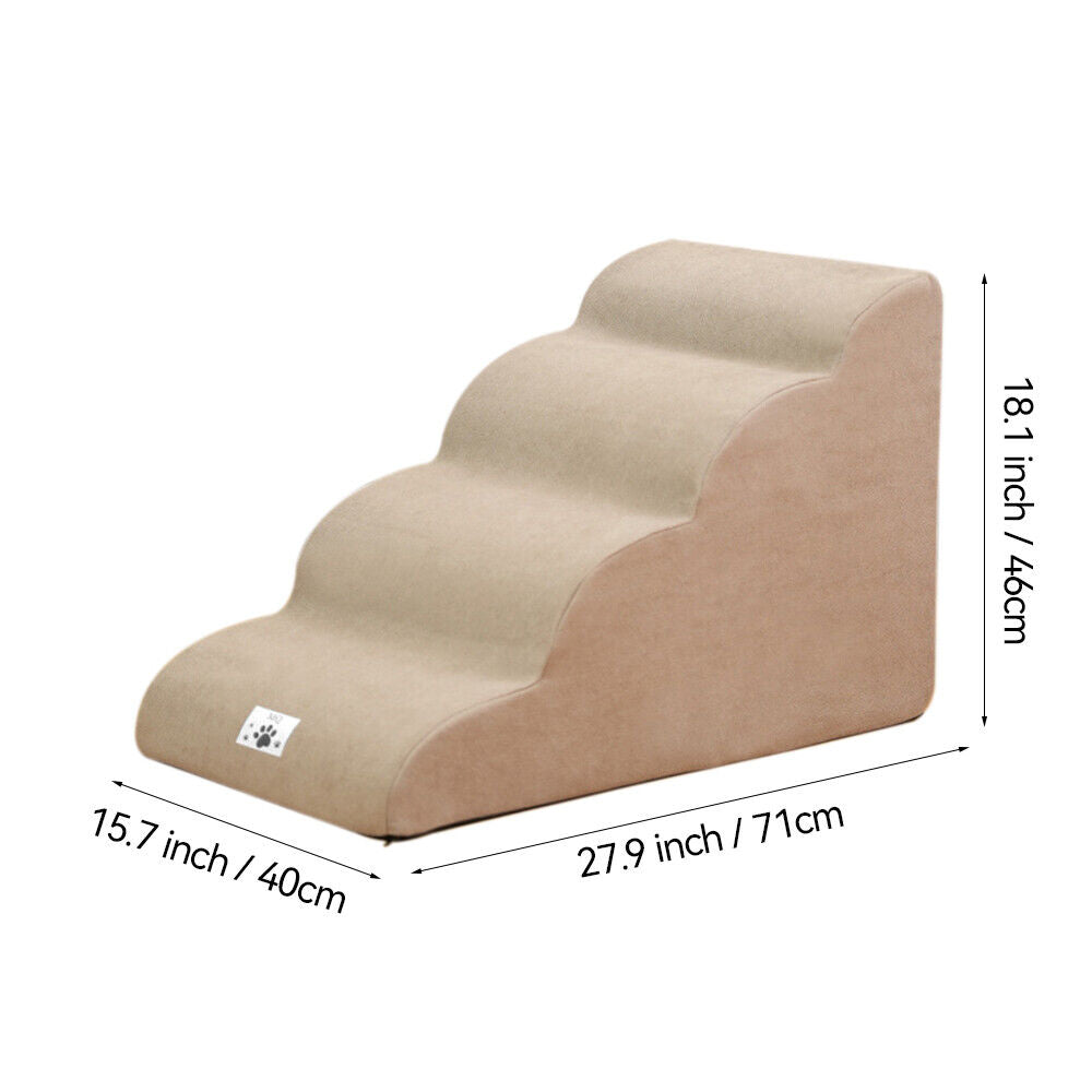 3/4/5 Steps Dog Stairs Pet For Bed Sofa Cats Ladder Ramp With Removable Cover UK