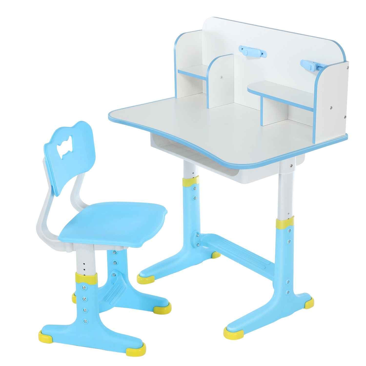 Kids Desk and Chair Set Height Adjustable Study Table W/ Storage Book Stand