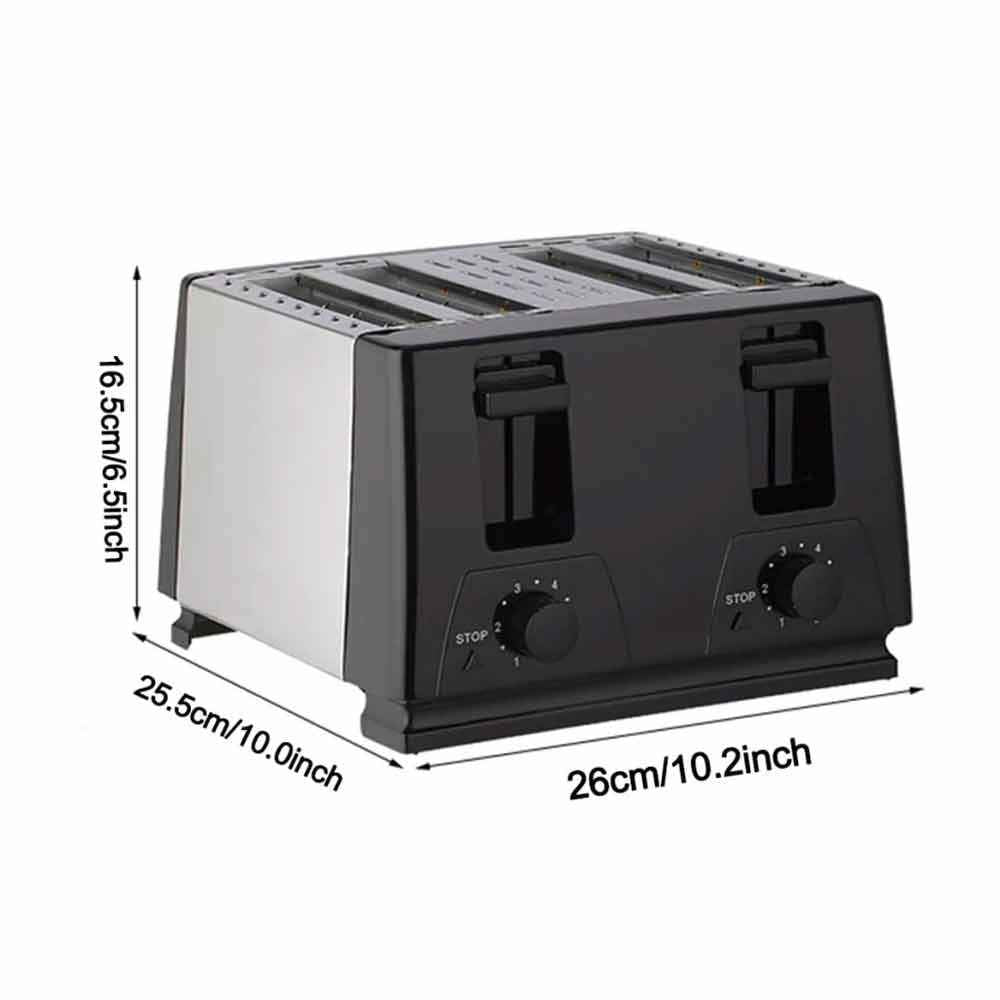 Black Toaster 4 Slice Variable Browning Defrost Reheat Extra Wide Slot UK 3