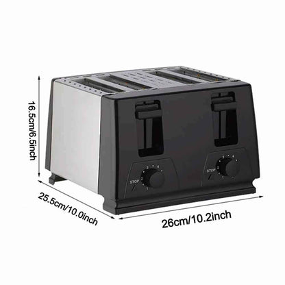 Black Toaster 4 Slice Variable Browning Defrost Reheat Extra Wide Slot UK 3