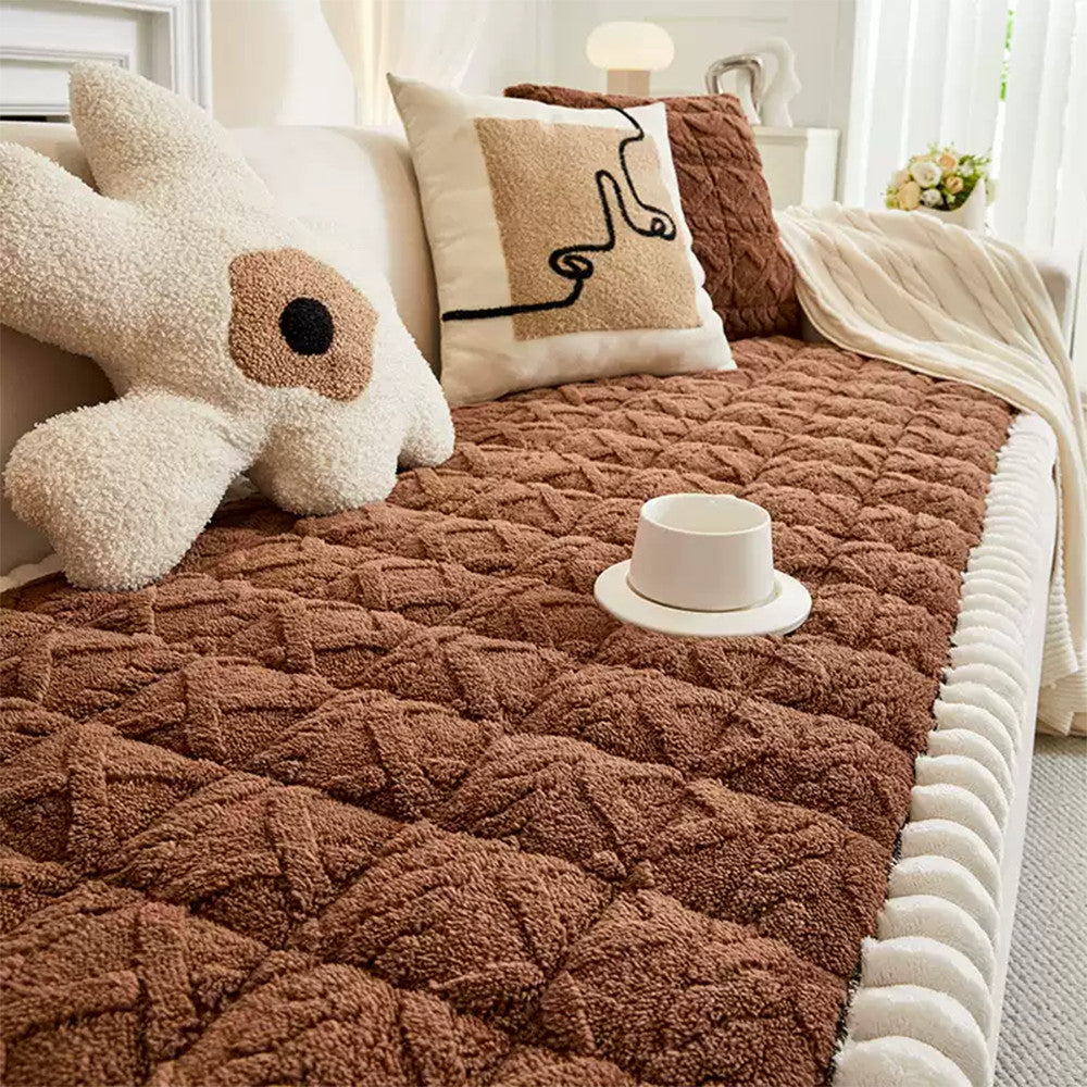 Thick Warm Plush Sofa Slip Covers Non Slip Throw Couch Cover Furniture Protector