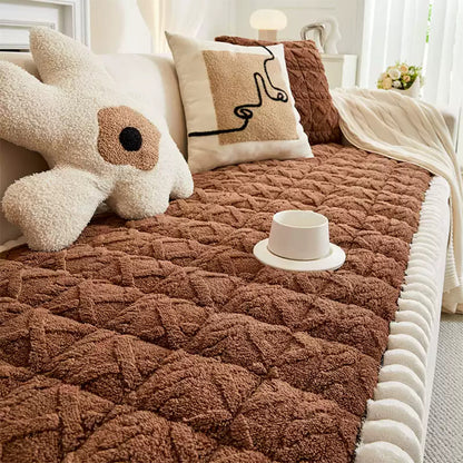 Thick Warm Plush Sofa Slip Covers Non Slip Throw Couch Cover Furniture Protector