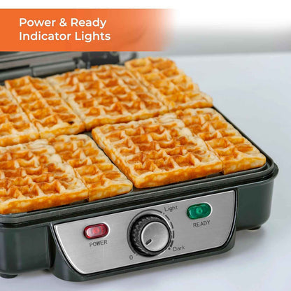 Waffle Maker iron 4 Slice Non-Stick Electric Belgian Waffle Machine 1000W Geepas