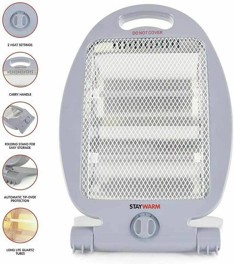 Halogen Electric Heater 400w 800w Instant Heat Portable Free Standing Quartz