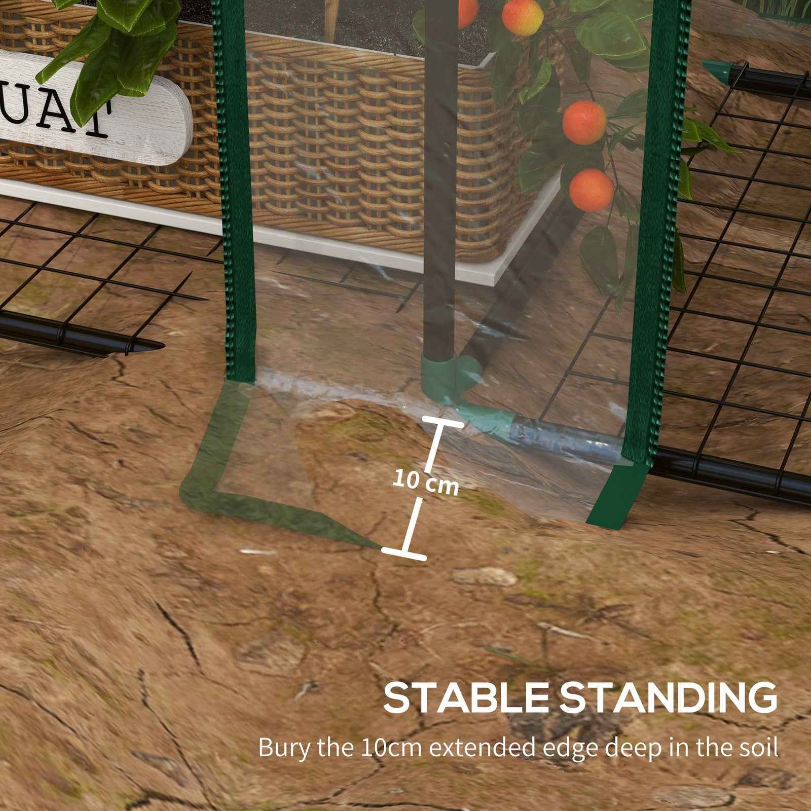 3 Tier Mini Greenhouse Portable Green House w/ Roll-up Doors, 151H x 143Wcm