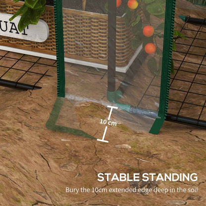 3 Tier Mini Greenhouse Portable Green House w/ Roll-up Doors, 151H x 143Wcm