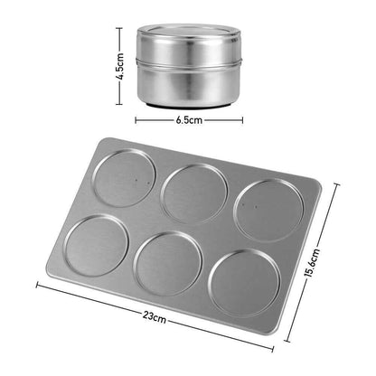 12x Magnetic Spice Jars BBQ Shaker Lids Seasoning Tins Container Stainless Steel