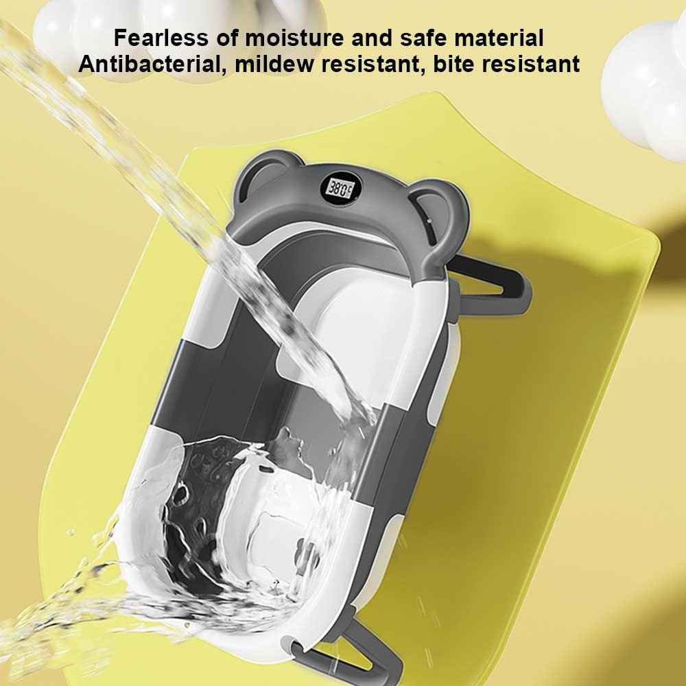 Foldable Baby Bath Tub with Temperature & Cushion Bath Pad + Bath Net New