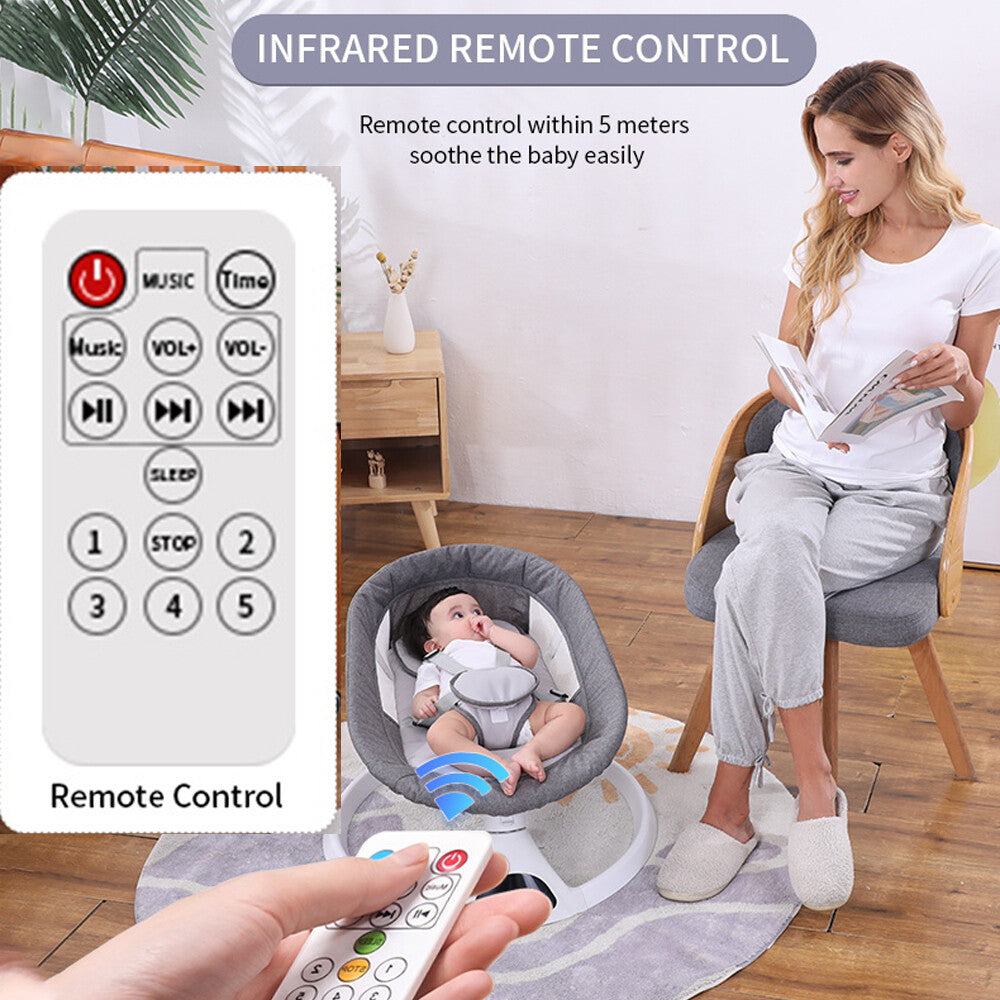 Bluetooth Electric Baby Swing Infant Music Cradle Bouncer Chair Rocker Remote UK