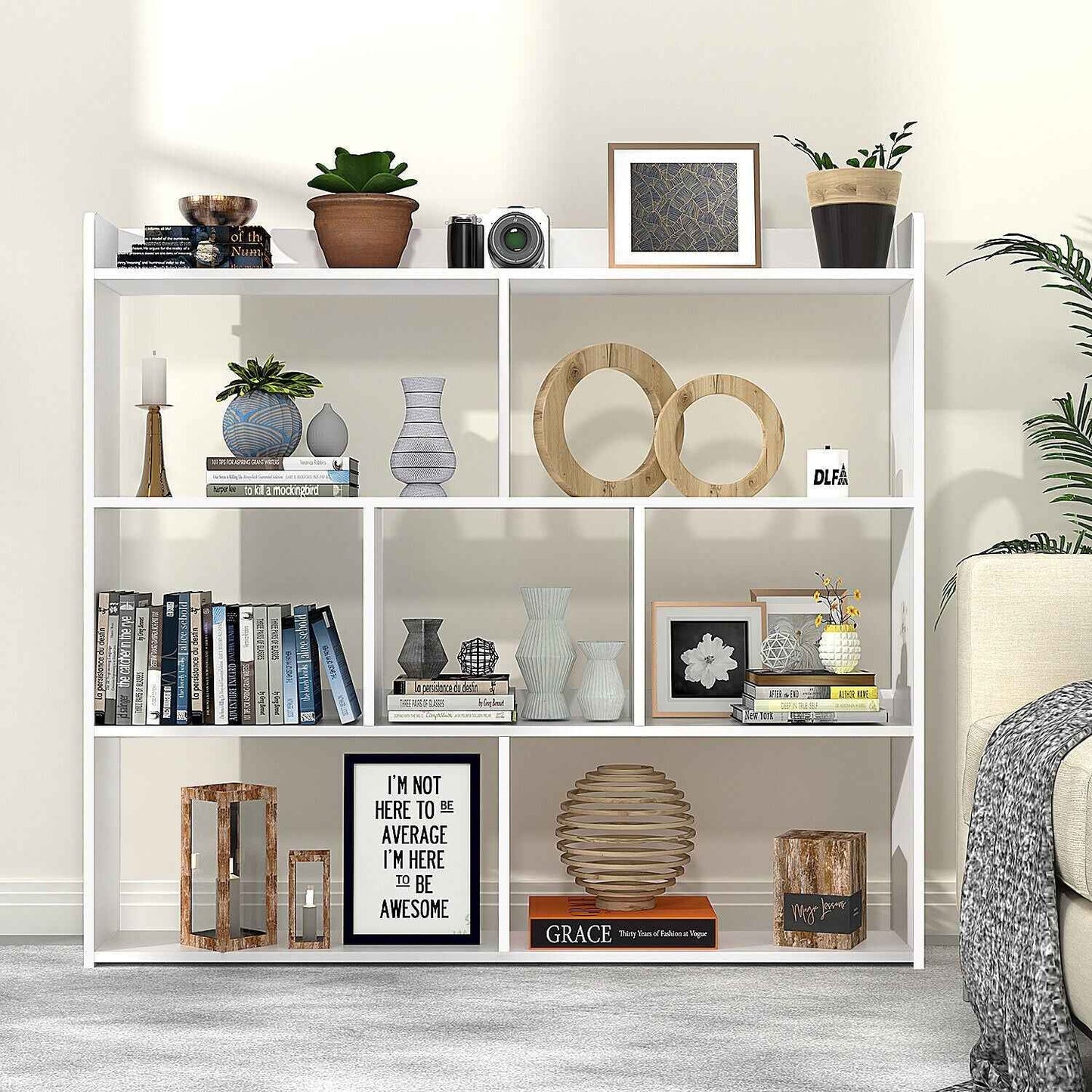 7 Cube Wooden Bookcase Shelving Display Shelves Storage Unit Wood Shelf Bekmgxyr