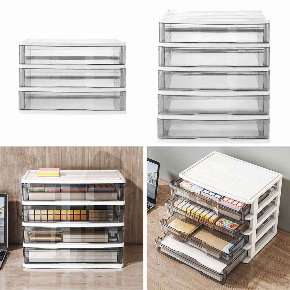 3/4/5 Small Plastic Drawer Storage Tower Organizer Box Office Desktop Tabletop