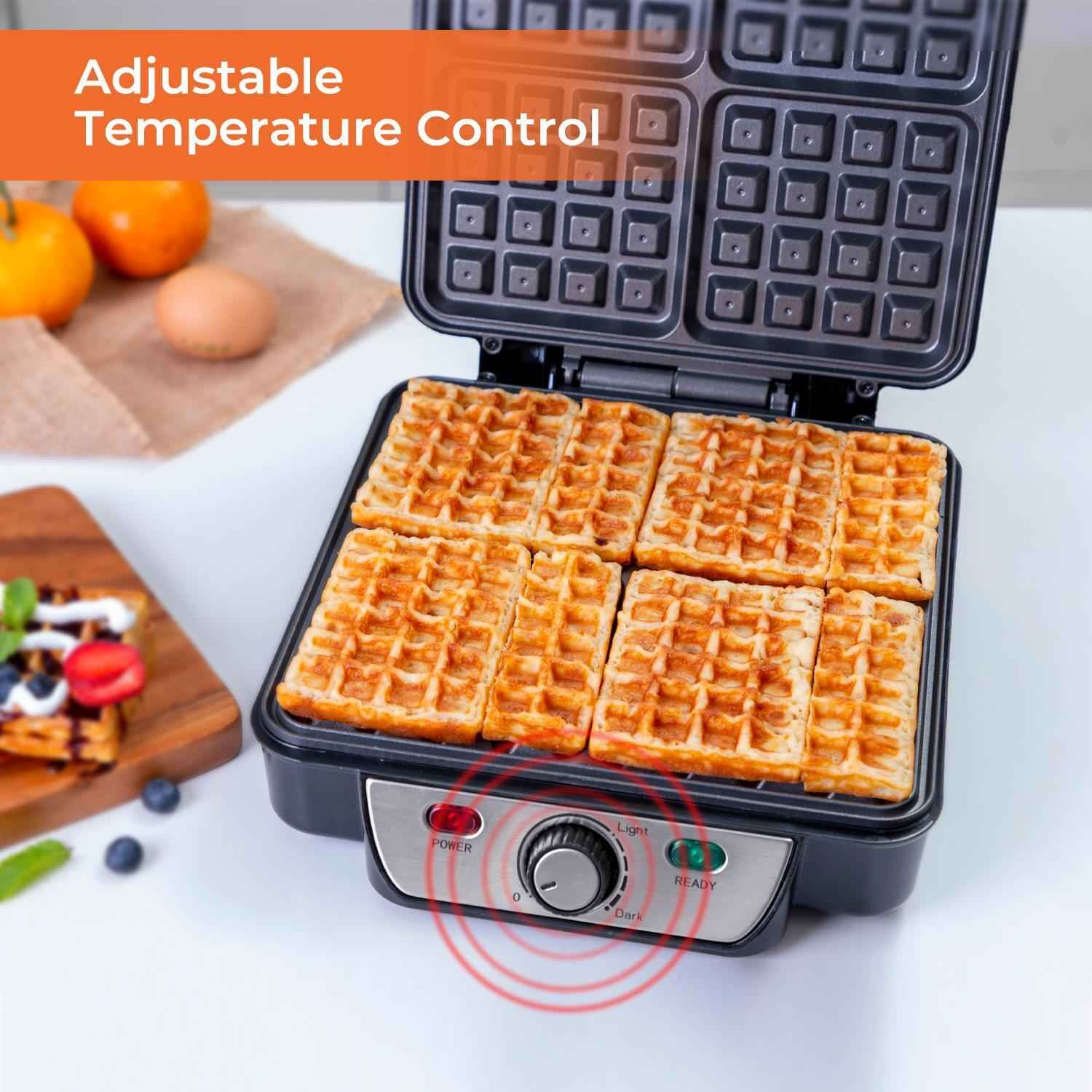 Waffle Maker iron 4 Slice Non-Stick Electric Belgian Waffle Machine 1000W Geepas