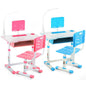 Kids Children Study Table & Chair Writing Desk Set With Lamp - Height Adjustable