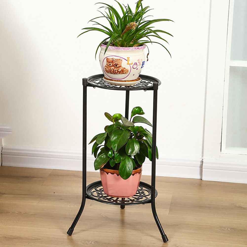 2 Tier Mobile Plant Stand Home Indoor Decor Vase Flower Pot Planter Display Rack