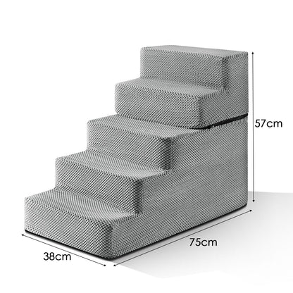 3/4/5 Steps Dog Stairs Pet For Bed Sofa Cats Ladder Ramp With Removable Cover UK