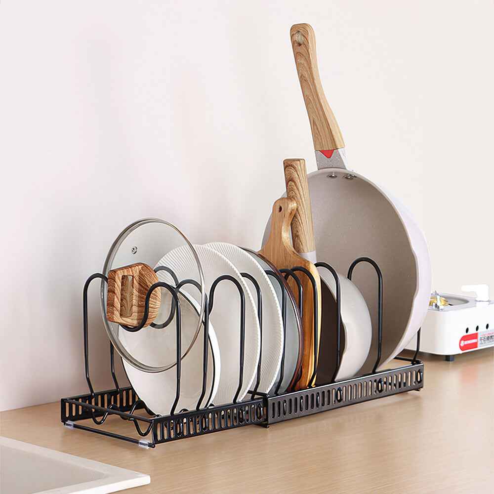 Expandable Kitchen Saucepan Pan Pot Lid Rack Holder Cupboard Drawer Organisers