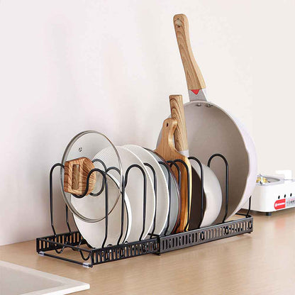 Expandable Kitchen Saucepan Pan Pot Lid Rack Holder Cupboard Drawer Organisers