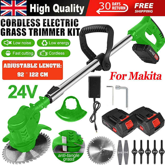 21V Cordless Electric Strimmer Grass Trimmer Weed Cutter Garden Edger +2 Battery