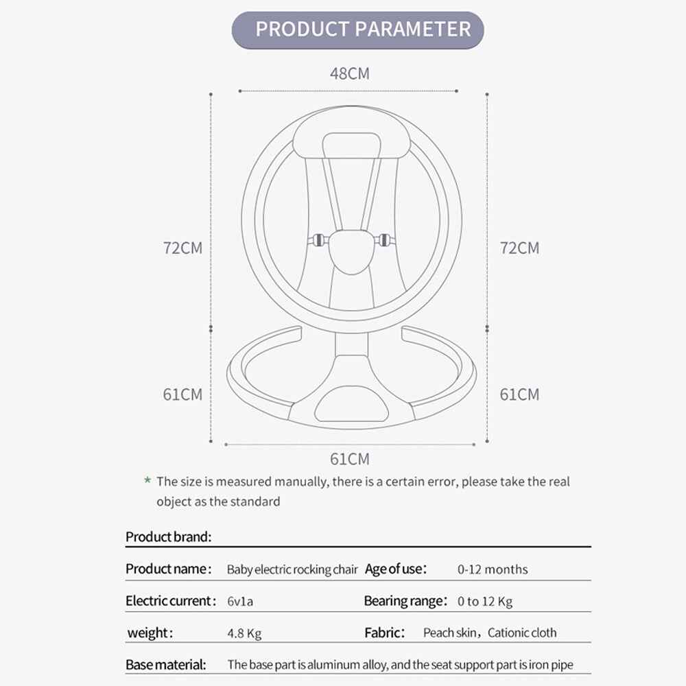 Bluetooth Electric Baby Swing Infant Music Cradle Bouncer Chair Rocker Remote UK