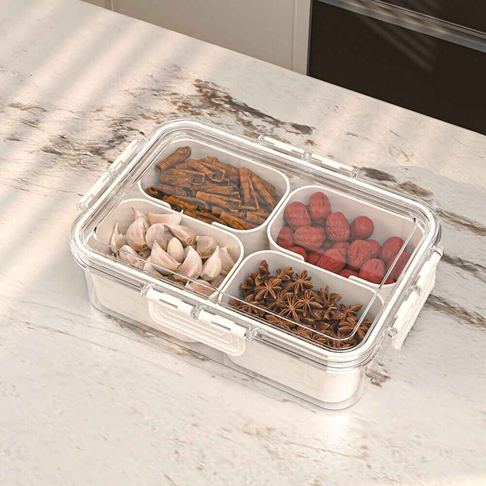 Fridge Box Holder Kitchen Cupboard Organiser Food Storage Dividers Container Lid
