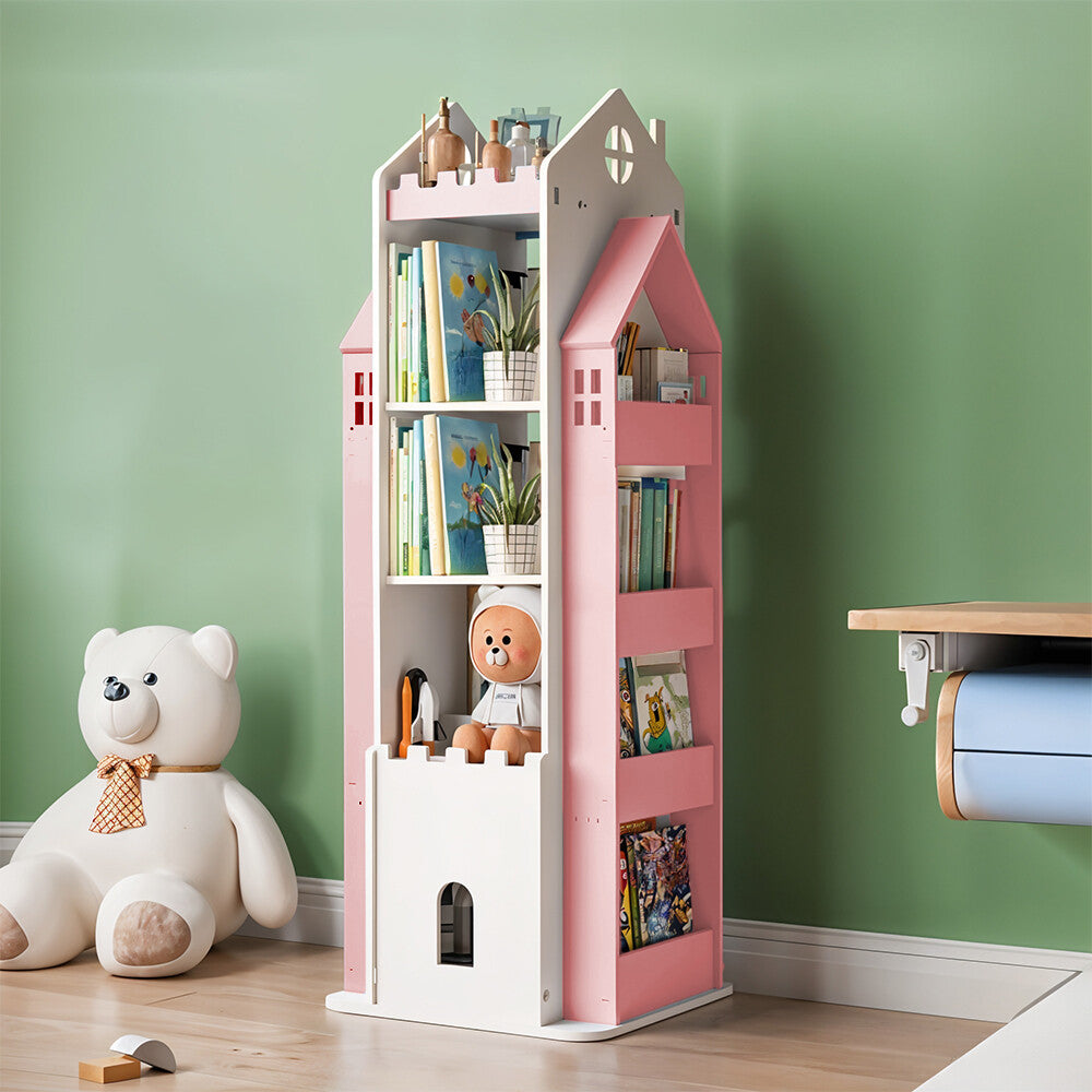 360° Rotating Kids Children Bookshelf Floor Book Shelf Rack Toy Storage Bookcase