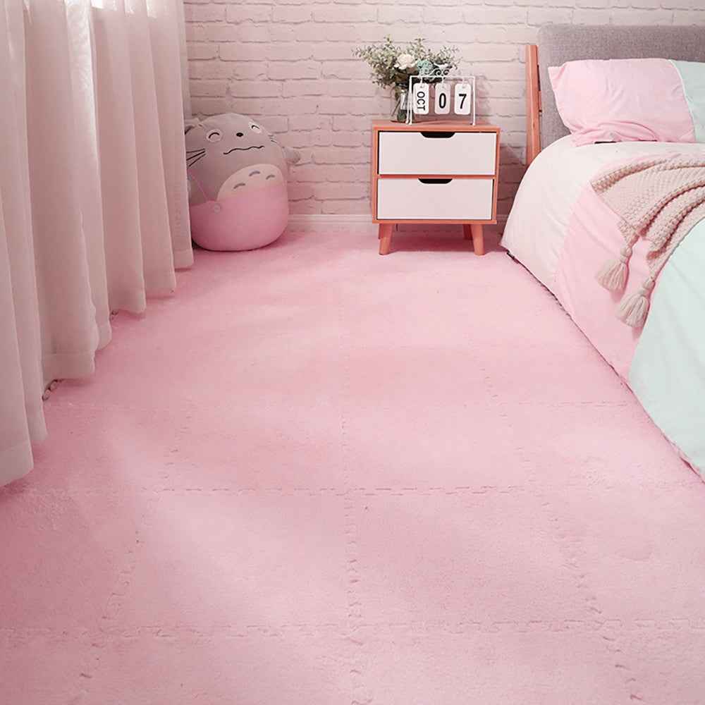 24pcs Interlocking Floor Mat Plush Foam Carpet Tiles Fluffy Square Area Carpets