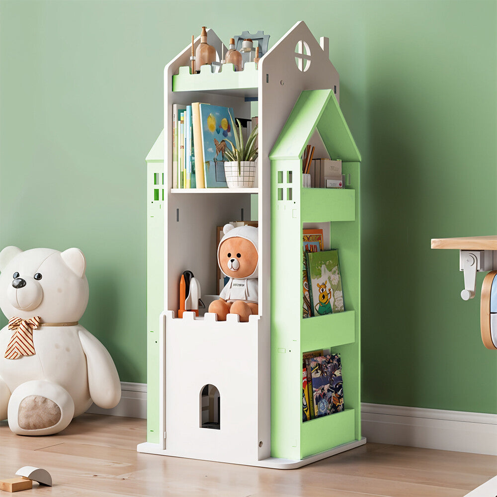 360° Rotating Kids Children Bookshelf Floor Book Shelf Rack Toy Storage Bookcase
