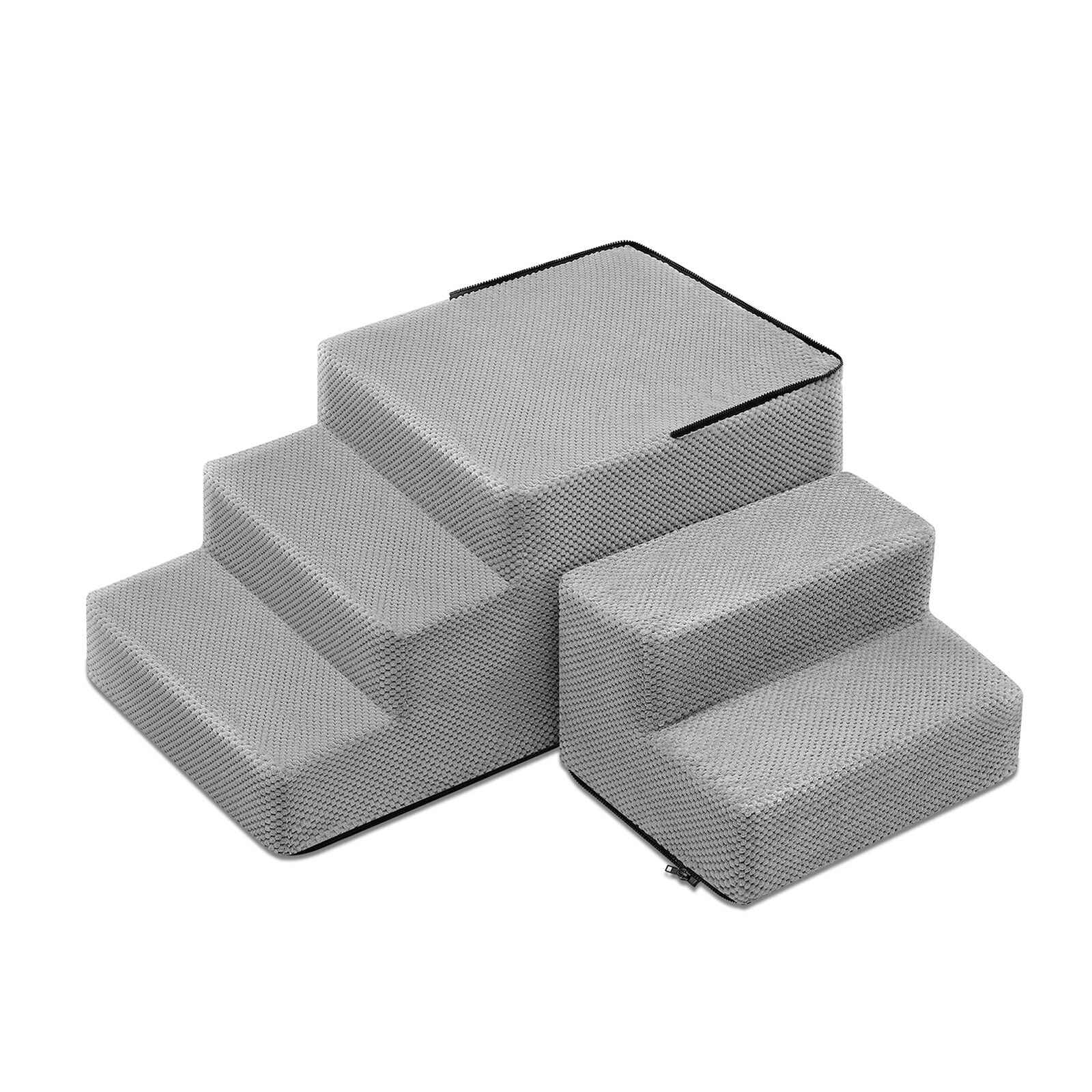 3/4/5 Steps Dog Stairs Pet For Bed Sofa Cats Ladder Ramp With Removable Cover UK