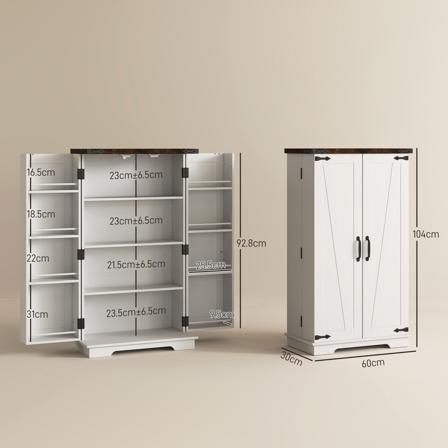 Kitchen Cupboard Pantry Cabinet with Adjustable Shelves White