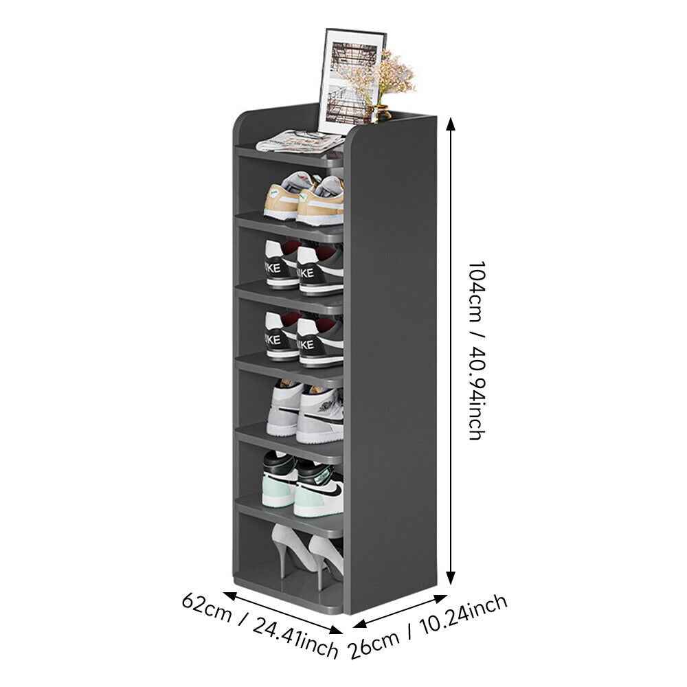 5-8 Tier Black Wooden Hallway Shoe Rack Open Shelves Shoe Cabinet Storage Unit