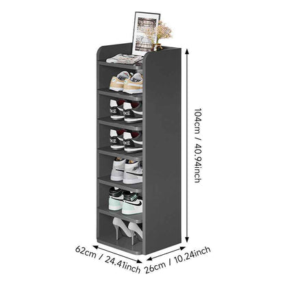 5-8 Tier Black Wooden Hallway Shoe Rack Open Shelves Shoe Cabinet Storage Unit