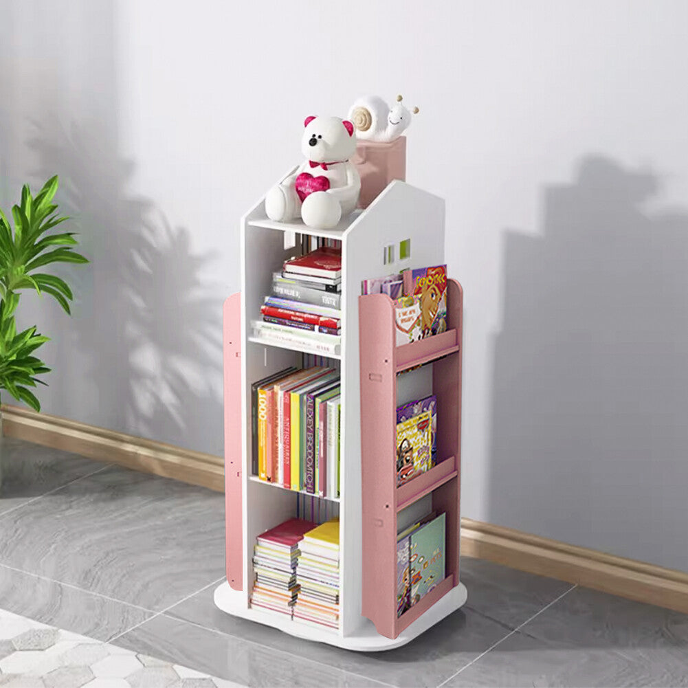360° Rotating Kids Children Bookshelf Floor Book Shelf Rack Toy Storage Bookcase