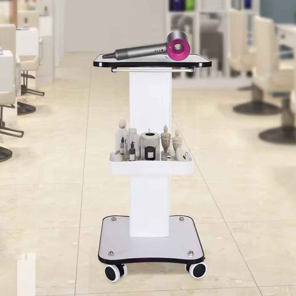 White Beauty Salon Trolley On Wheels SPA Machine Storage Rolling Trolley Cart K