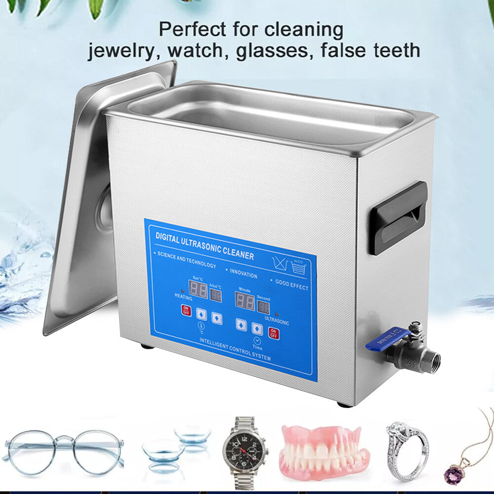 7L Ultrasonic Cleaner Timer Watch Jewellery Coins Cleaning Machine With Basket
