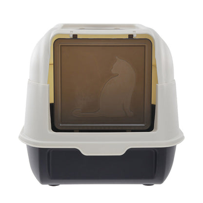 Large Hooded Cat Litter Tray Litter Box Self Cleaning Cat Pan Potty Tray w/ Lid