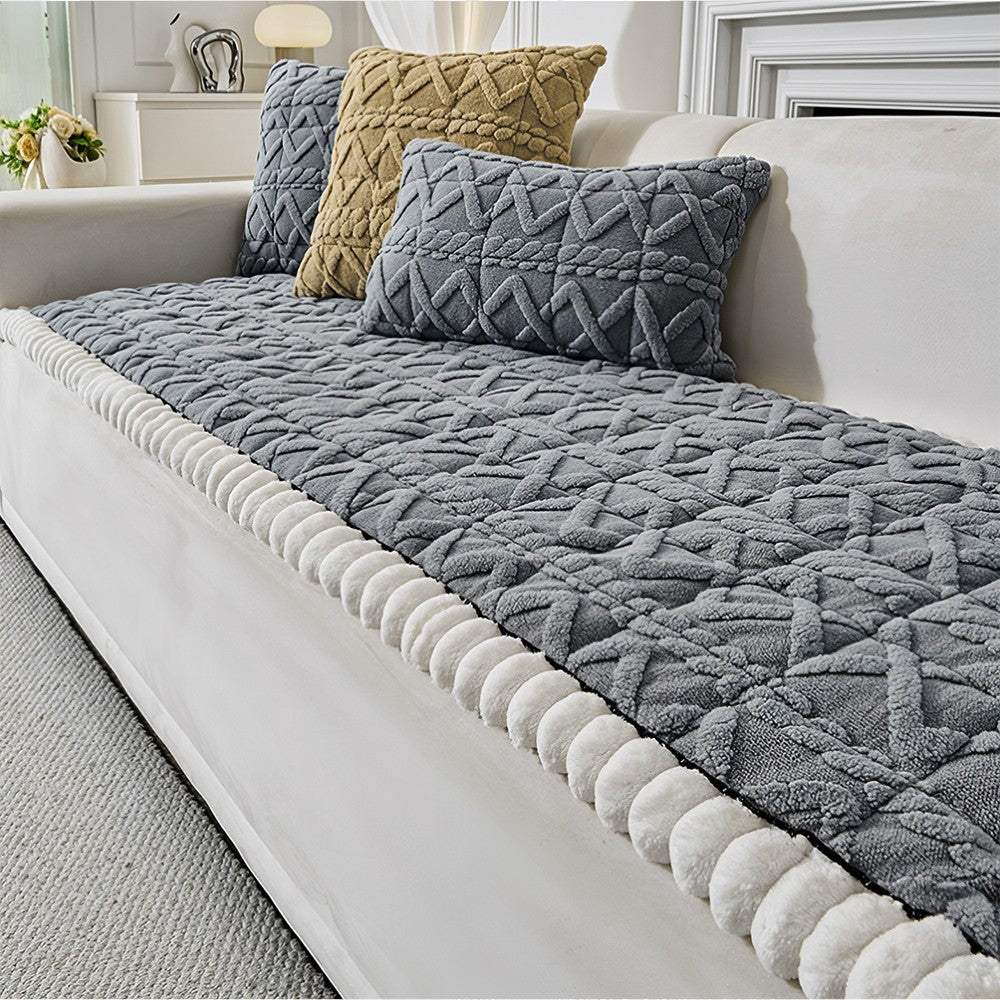 Thick Warm Plush Sofa Slip Covers Non Slip Throw Couch Cover Furniture Protector