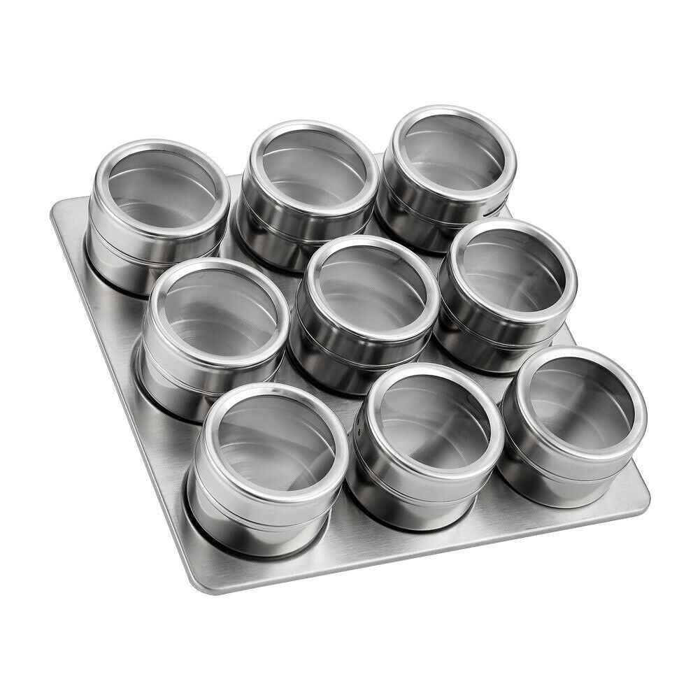 12x Magnetic Spice Jars BBQ Shaker Lids Seasoning Tins Container Stainless Steel
