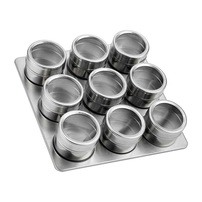 12x Magnetic Spice Jars BBQ Shaker Lids Seasoning Tins Container Stainless Steel