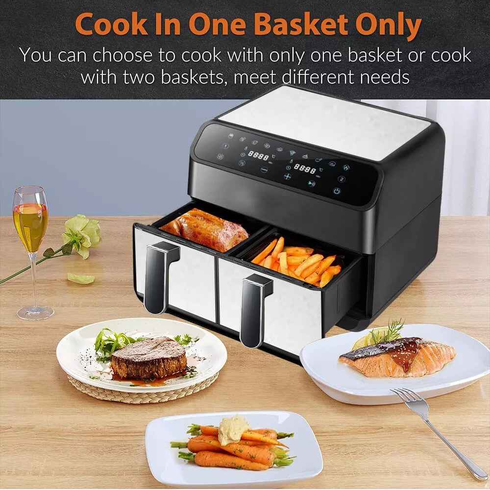 6L+6L Dual Zone Digital Air Fryer Oven Cooker Oil Free Low Fat with 100 Tray
